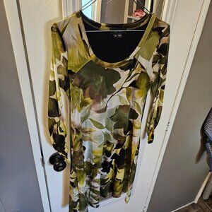 Karen Kane Green Floral Minimal Wear Mesh Dress